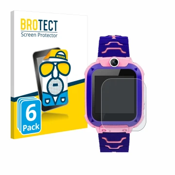 Face avant d’un emballage produit avec le logo de la marque BROTECT. À côté, l’appareil Bothergu Kids Smartwatch Q12 est repré