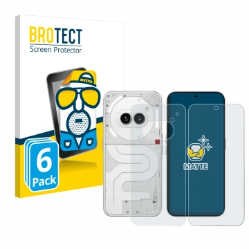 Face avant d’un emballage produit avec le logo de la marque BROTECT. À côté, l’appareil Nothing Phone (2a) (Avant+Arrière) est