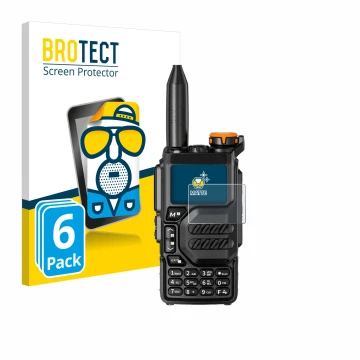 Face avant d’un emballage produit avec le logo de la marque BROTECT. À côté, l’appareil Quansheng UV-K5 est représenté avec la