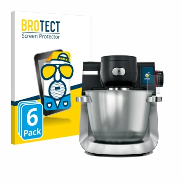 Face avant d’un emballage produit avec le logo de la marque BROTECT. À côté, l’appareil Bosch MUM Serie 6 est représenté avec 