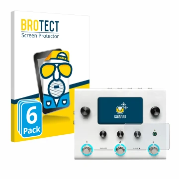Face avant d’un emballage produit avec le logo de la marque BROTECT. À côté, l’appareil Hotone Ampero II Stomp est représenté 