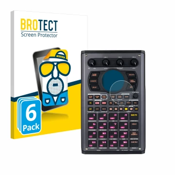 Face avant d’un emballage produit avec le logo de la marque BROTECT. À côté, l’appareil Roland SP-404MKII est représenté avec 