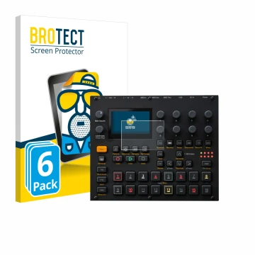 Face avant d’un emballage produit avec le logo de la marque BROTECT. À côté, l’appareil Elektron Digitakt II est représenté av