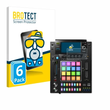 Face avant d’un emballage produit avec le logo de la marque BROTECT. À côté, l’appareil Pioneer DJS -1000 est représenté avec 