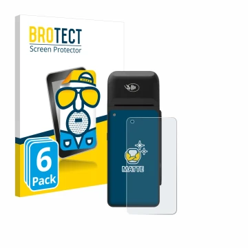 Face avant d’un emballage produit avec le logo de la marque BROTECT. À côté, l’appareil Verifone T650c est représenté avec la 