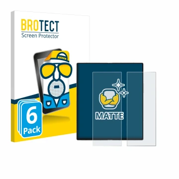 Face avant d’un emballage produit avec le logo de la marque BROTECT. À côté, l’appareil Samsung Galaxy Z Fold 6 5G (Affichage 