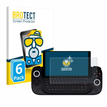 Face avant d’un emballage produit avec le logo de la marque BROTECT. À côté, l’appareil Ayaneo Slide est représenté avec la pr