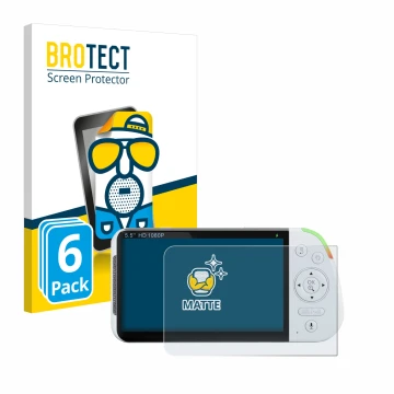 Face avant d’un emballage produit avec le logo de la marque BROTECT. À côté, l’appareil Babysense MaxView-2CAM 5,5