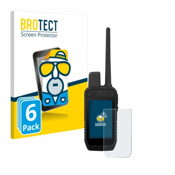 Face avant d’un emballage produit avec le logo de la marque BROTECT. À côté, l’appareil Garmin Alpha 300 K est représenté avec