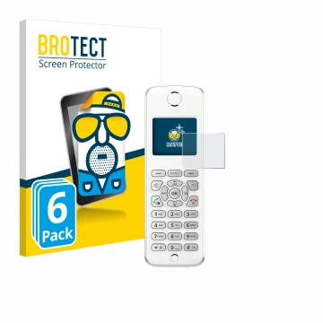 Face avant d’un emballage produit avec le logo de la marque BROTECT. À côté, l’appareil AVM Fritz!Fon M2 est représenté avec l