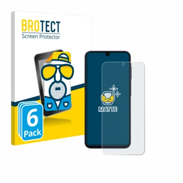 Face avant d’un emballage produit avec le logo de la marque BROTECT. À côté, l’appareil Samsung Galaxy A16 4G est représenté a