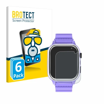 Face avant d’un emballage produit avec le logo de la marque BROTECT. À côté, l’appareil Jubunrer Kids Smartwatch est représent