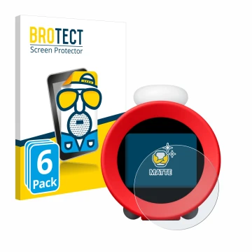 Face avant d’un emballage produit avec le logo de la marque BROTECT. À côté, l’appareil Nintendo Sound Clock Alarmo est représ