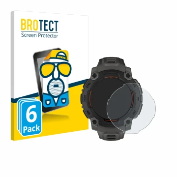 Face avant d’un emballage produit avec le logo de la marque BROTECT. À côté, l’appareil Garmin Instinct E (45 mm) est représen