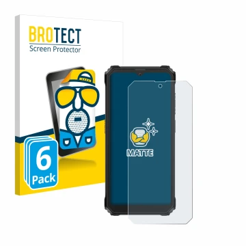 Face avant d’un emballage produit avec le logo de la marque BROTECT. À côté, l’appareil Blackview BV6200 Plus est représenté a