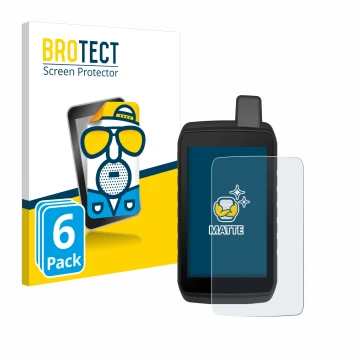 Face avant d’un emballage produit avec le logo de la marque BROTECT. À côté, l’appareil Garmin Montana 710 est représenté avec