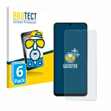 Face avant d’un emballage produit avec le logo de la marque BROTECT. À côté, l’appareil Samsung Galaxy A06 5G est représenté a
