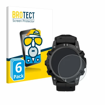 Face avant d’un emballage produit avec le logo de la marque BROTECT. À côté, l’appareil Garmin Descent G2 est représenté avec 