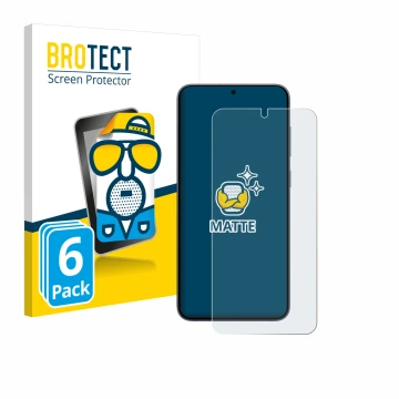 Face avant d’un emballage produit avec le logo de la marque BROTECT. À côté, l’appareil Samsung Galaxy S25 Plus Enterprise Edi