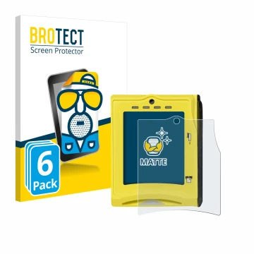 Face avant d’un emballage produit avec le logo de la marque BROTECT. À côté, l’appareil Nayax VPOS TOUCH est représenté avec l