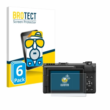 Face avant d’un emballage produit avec le logo de la marque BROTECT. À côté, l’appareil Canon PowerShot V1 est représenté avec