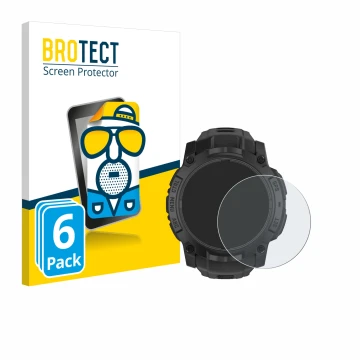 Face avant d’un emballage produit avec le logo de la marque BROTECT. À côté, l’appareil Garmin Instinct 3 Solar Tactical Editi