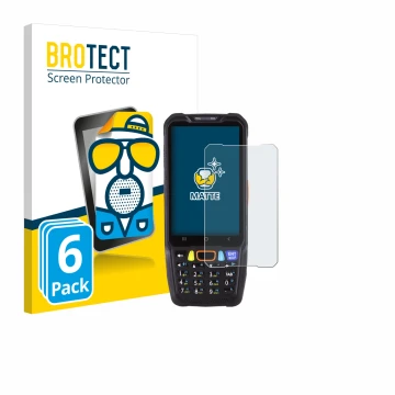 Face avant d’un emballage produit avec le logo de la marque BROTECT. À côté, l’appareil Point Mobile PM68 est représenté avec 
