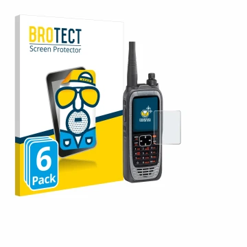 Face avant d’un emballage produit avec le logo de la marque BROTECT. À côté, l’appareil Icom IC-A25NE /IC-A25CE est représenté