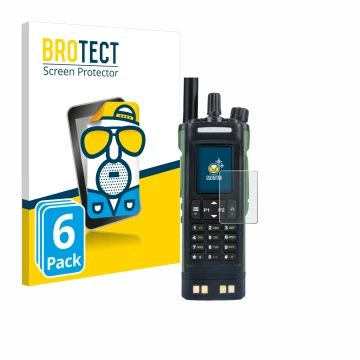Face avant d’un emballage produit avec le logo de la marque BROTECT. À côté, l’appareil Baofeng DM-32 est représenté avec la p