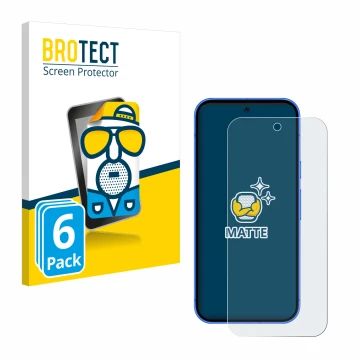 Face avant d’un emballage produit avec le logo de la marque BROTECT. À côté, l’appareil Google Pixel 10 est représenté avec la