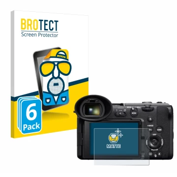 Face avant d’un emballage produit avec le logo de la marque BROTECT. À côté, l’appareil Sony Cinema Line FX2 est représenté av