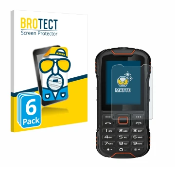 Face avant d’un emballage produit avec le logo de la marque BROTECT. À côté, l’appareil Gigaset GLX8 est représenté avec la pr