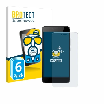 Face avant d’un emballage produit avec le logo de la marque BROTECT. À côté, l’appareil HTC Wildfire E5 Life est représenté av