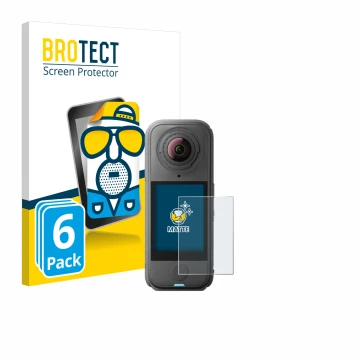 Face avant d’un emballage produit avec le logo de la marque BROTECT. À côté, l’appareil Insta360 X4 Air est représenté avec la