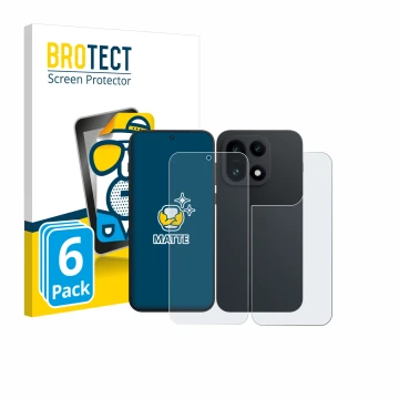 Face avant d’un emballage produit avec le logo de la marque BROTECT. À côté, l’appareil OnePlus 15 (Avant+Arrière) est représe