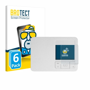 Face avant d’un emballage produit avec le logo de la marque BROTECT. À côté, l’appareil Canon Selphy CP1500 Mini est représent