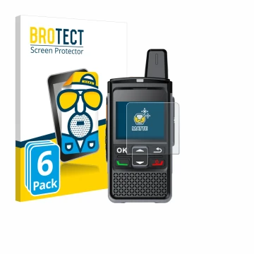 Face avant d’un emballage produit avec le logo de la marque BROTECT. À côté, l’appareil Hytera PNC360S est représenté avec la 