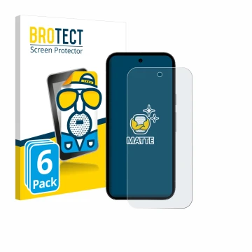 Face avant d’un emballage produit avec le logo de la marque BROTECT. À côté, l’appareil Google Pixel 10a est représenté avec l