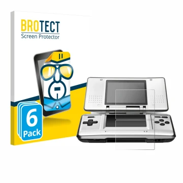 Face avant d’un emballage produit avec le logo de la marque BROTECT. À côté, l’appareil Nintendo DS est représenté avec la pro