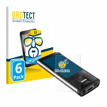 Face avant d’un emballage produit avec le logo de la marque BROTECT. À côté, l’appareil Intenso Video Shooter 2,4