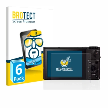Face avant d’un emballage produit avec le logo de la marque BROTECT. À côté, l’appareil Sony Cyber-Shot DSC-RX100 III est repr