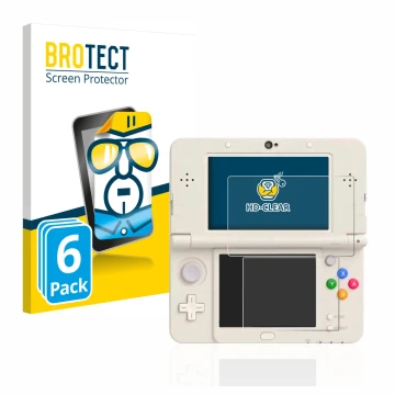 Face avant d’un emballage produit avec le logo de la marque BROTECT. À côté, l’appareil Nintendo New 3DS est représenté avec l
