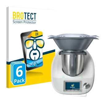 Face avant d’un emballage produit avec le logo de la marque BROTECT. À côté, l’appareil Vorwerk Thermomix TM5 est représenté a