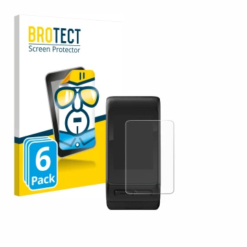 Face avant d’un emballage produit avec le logo de la marque BROTECT. À côté, l’appareil Garmin vivoactive HR est représenté av