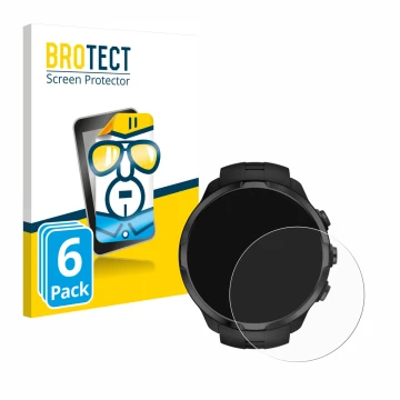 Face avant d’un emballage produit avec le logo de la marque BROTECT. À côté, l’appareil Suunto Spartan Sport Wrist HR est repr