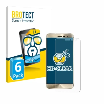 Face avant d’un emballage produit avec le logo de la marque BROTECT. À côté, l’appareil ASUS ZenFone 3 ZE552KL est représenté 