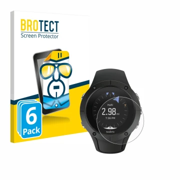 Face avant d’un emballage produit avec le logo de la marque BROTECT. À côté, l’appareil Suunto Spartan Trainer Wrist HR est re