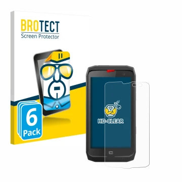 Face avant d’un emballage produit avec le logo de la marque BROTECT. À côté, l’appareil Crosscall Action X3 est représenté ave