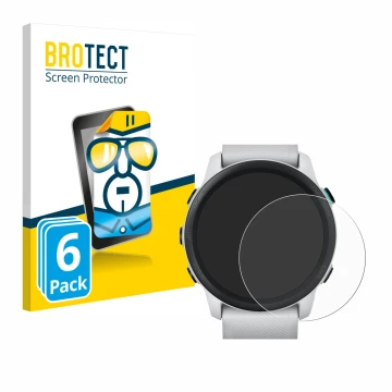 Face avant d’un emballage produit avec le logo de la marque BROTECT. À côté, l’appareil Garmin Forerunner 745 est représenté a