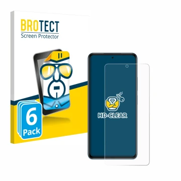 Face avant d’un emballage produit avec le logo de la marque BROTECT. À côté, l’appareil Xiaomi Poco F3 est représenté avec la 